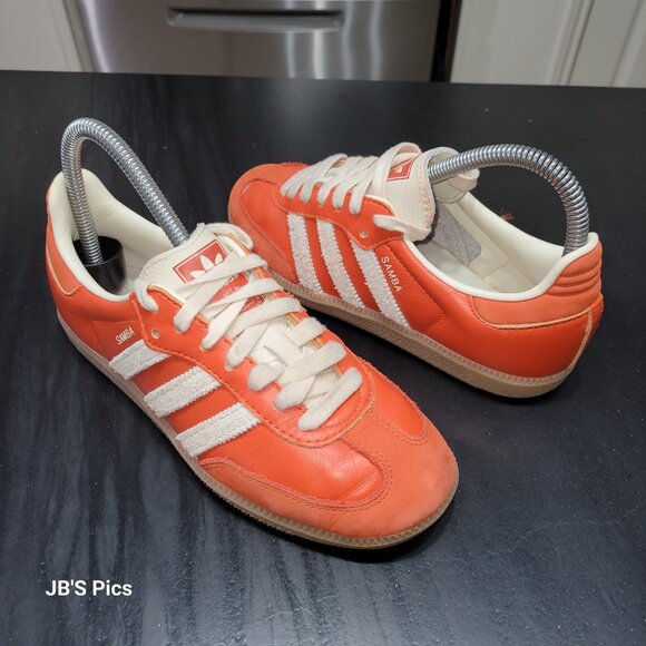 Adidas Samba Women's OG Originals Collegiate Orange & Cream White Gum Sole Shoes - Picture 10 of 16